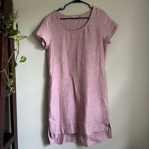 Soft Surroundings Pink Linen Shirt Dress size Small
